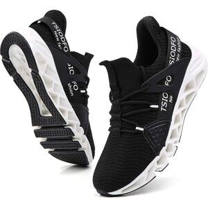 Women's Black White Walking Shoes Fashion Sport Running Sneakers